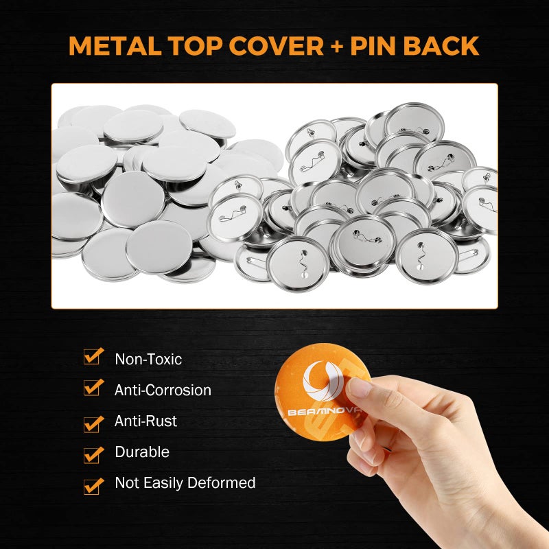 BEAMNOVA 100 Sets of Metal Button Supplies Blank 32mm / 1.26 in (Approx. 1-1/4 inch) for Button Maker Machine, Slick Metallic Back, Badge Making Parts Round DIY Pin Maker - Image 4